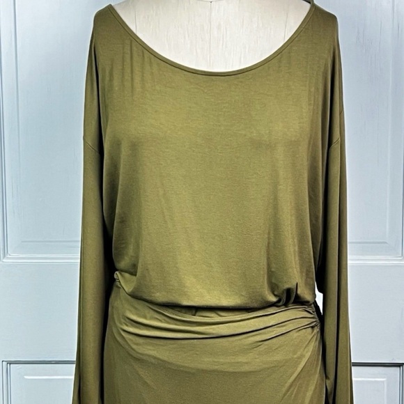 Free People Alyssa Long Sleeve Wrap Dress in Olive size XL - Picture 4 of 13